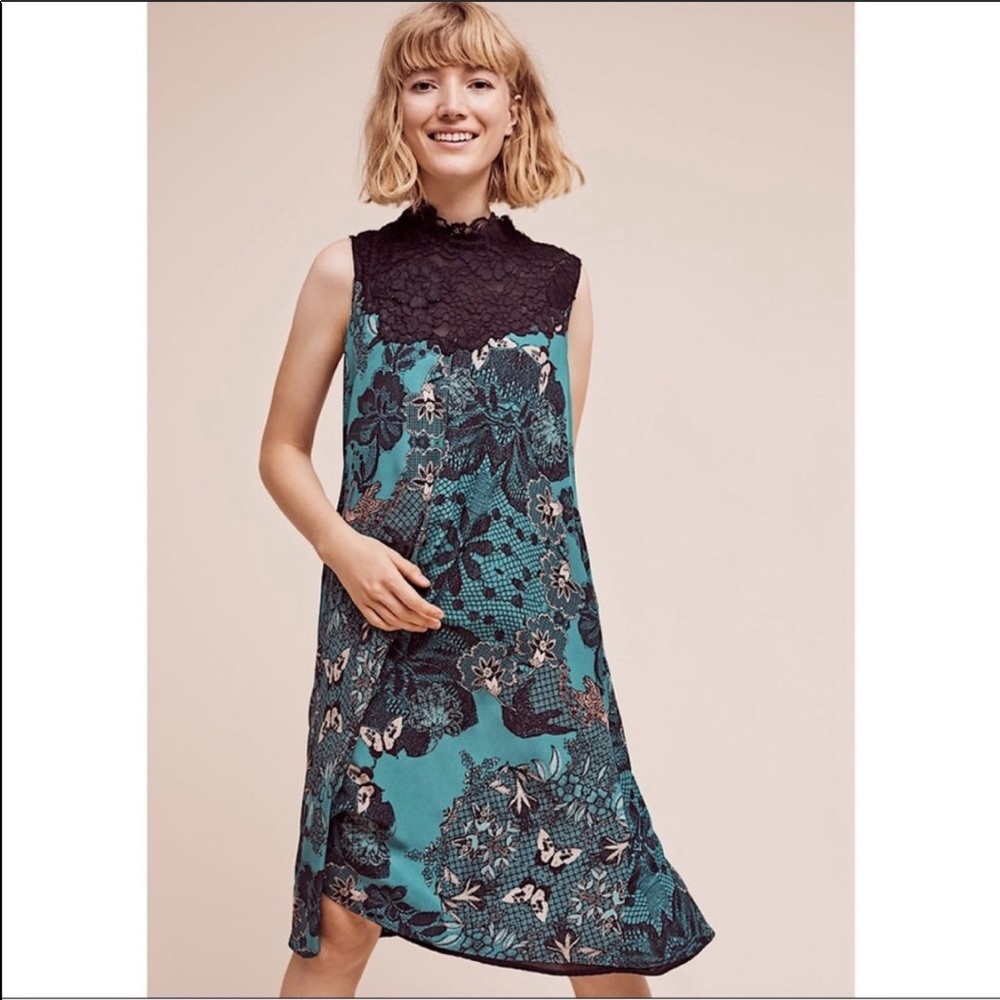 Maeve Green and Black Anthropologie dress.  Large